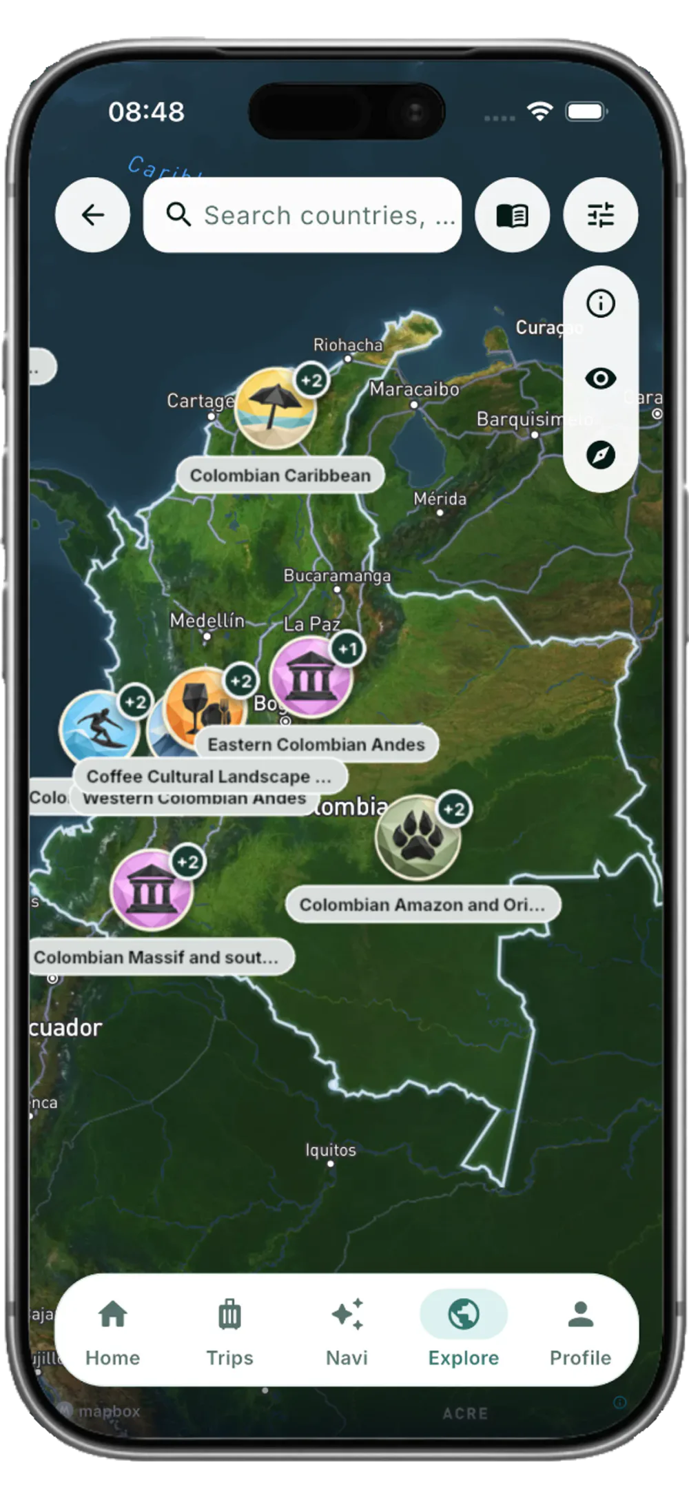 IKARU travel map screen